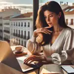 spanish-professional-woman-writing-formal-email-in-english-at-madrid-office-desk