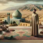 split-scene-showing-iranian-persian-culture-on-left-and-iraqi-arab-culture-on-right-with-shared-bord