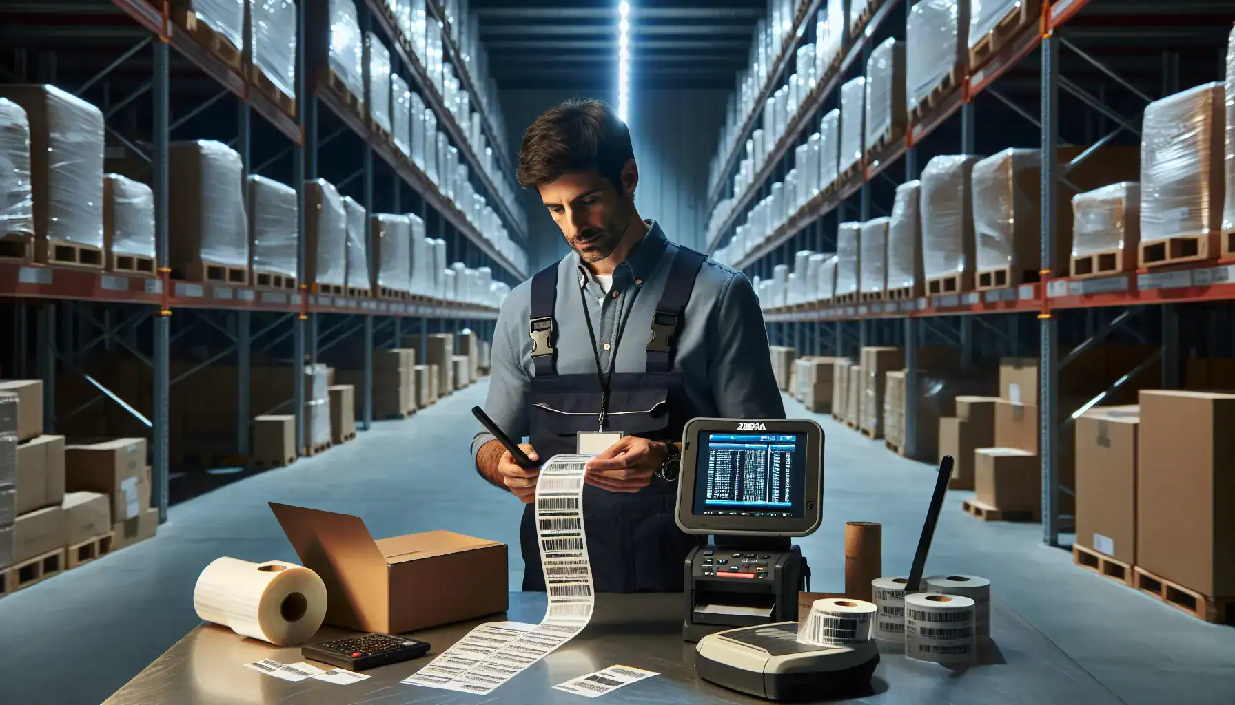 Diferencia entre ZPL y EPL: Guía Completa para Elegir el Lenguaje de Impresión Correcto warehouse-worker-examining-thermal-label-printer-with-printed-barcodes-in-spanish-logistics-facility