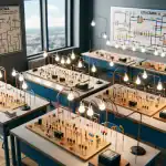 ¿Cuál es la Diferencia entre un Circuito en Paralelo y en Serie? a-depiction-of-parallel-and-series-circuits-displayed-in-a-classroom-setting-in-spain