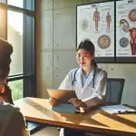 a-doctor-explains-hsv-1-and-hsv-2-differences-using-diagrams-in-a-consultation-room