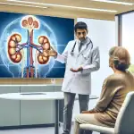 ¿Cuál Es la Diferencia Entre la Enfermedad Renal Crónica (ERC) y la Enfermedad Renal en Etapa Terminal (ERT)? a-doctor-explains-kidney-health-to-a-patient-using-a-detailed-diagram