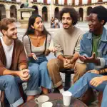 a-group-of-people-discussing-beliefs-in-a-public-plaza-in-spain