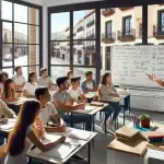 a-language-lesson-about-english-verbs-in-a-spanish-classroom