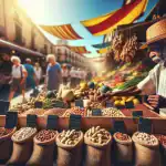 a-market-stall-showcasing-peanuts-and-groundnuts-with-a-vendor-explaining-their-differences