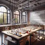 a-molecular-model-on-a-table-in-a-bright-laboratory