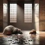 Diferencia Entre Rata y Ratón a-rat-and-mouse-contrasting-in-size-on-a-rustic-spanish-interior-surface