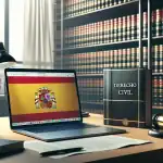 ¿Cuál es la Diferencia Entre un Abogado y un Licenciado? a-spanish-legal-office-desk-with-a-legal-book-laptop-and-statute-shelves