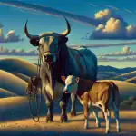 Diferencias Entre un Buey y una Vaca an-ox-and-a-cow-standing-together-in-a-sunny-spanish-meadow