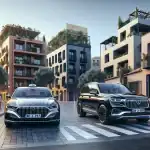 two-cars-representing-uber-x-and-uber-xl-in-a-spanish-parking-setting