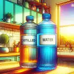 Diferencias entre el Agua Destilada y el Agua Purificada two-water-containers-labeled-distilled-and-purified-on-a-kitchen-counter
